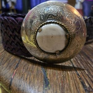 Purple Braided Morrocan Belt with Round Buckle